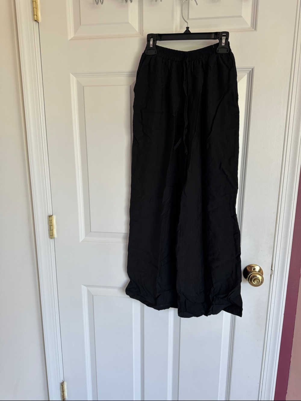 Black Wide-Leg Drawstring Pants